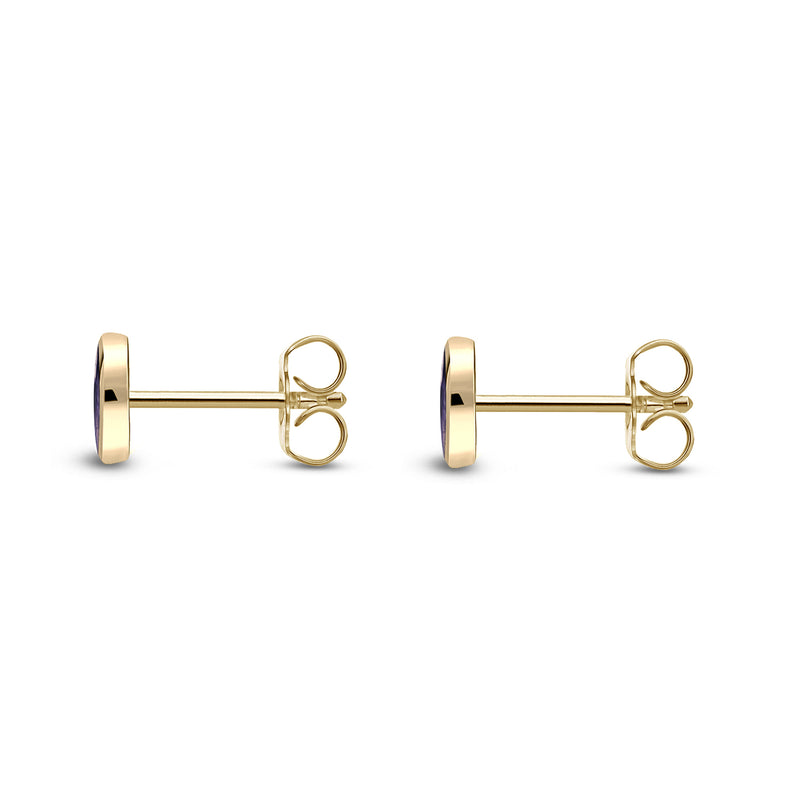 9ct Yellow Gold Blue John 4mm Round Stud Earrings