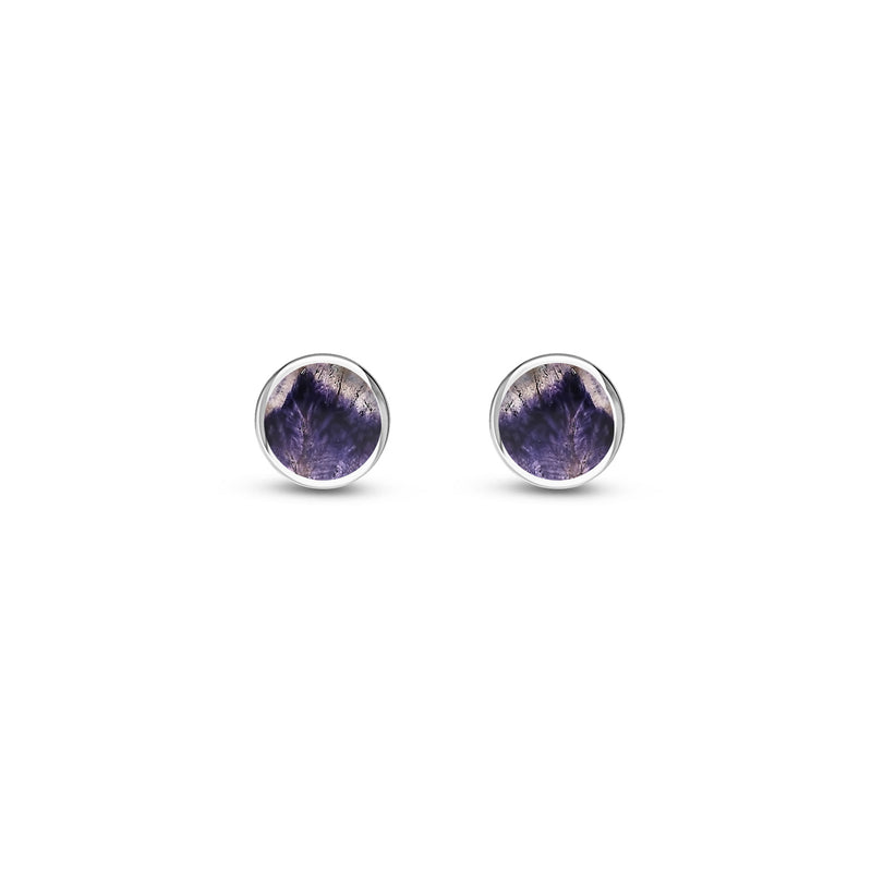 Sterling Silver Blue John 4mm Round Stud Earrings