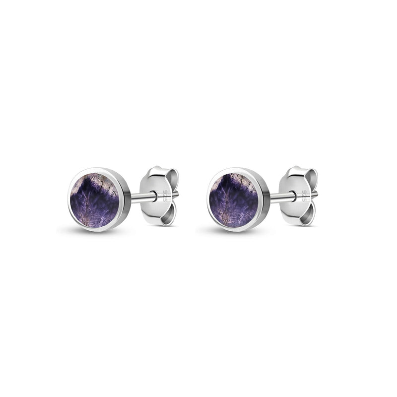 Sterling Silver Blue John 4mm Round Stud Earrings