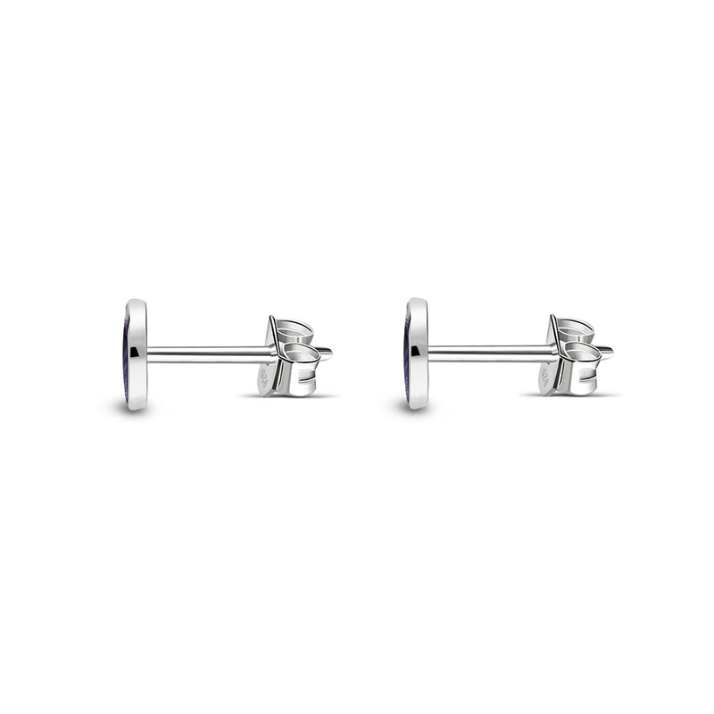 Sterling Silver Blue John 4mm Round Stud Earrings