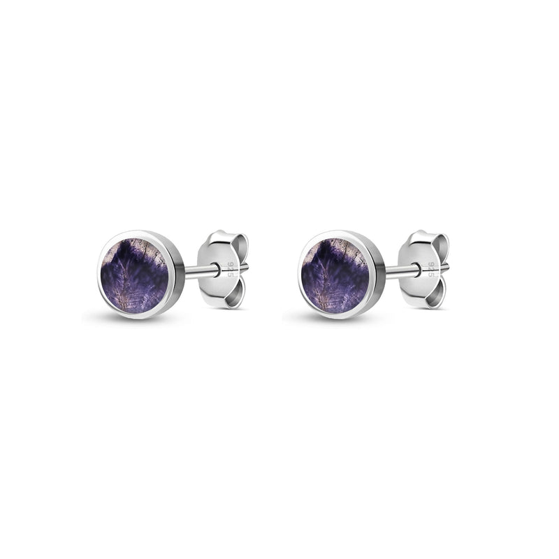 Sterling Silver Blue John 6mm Round Stud Earrings