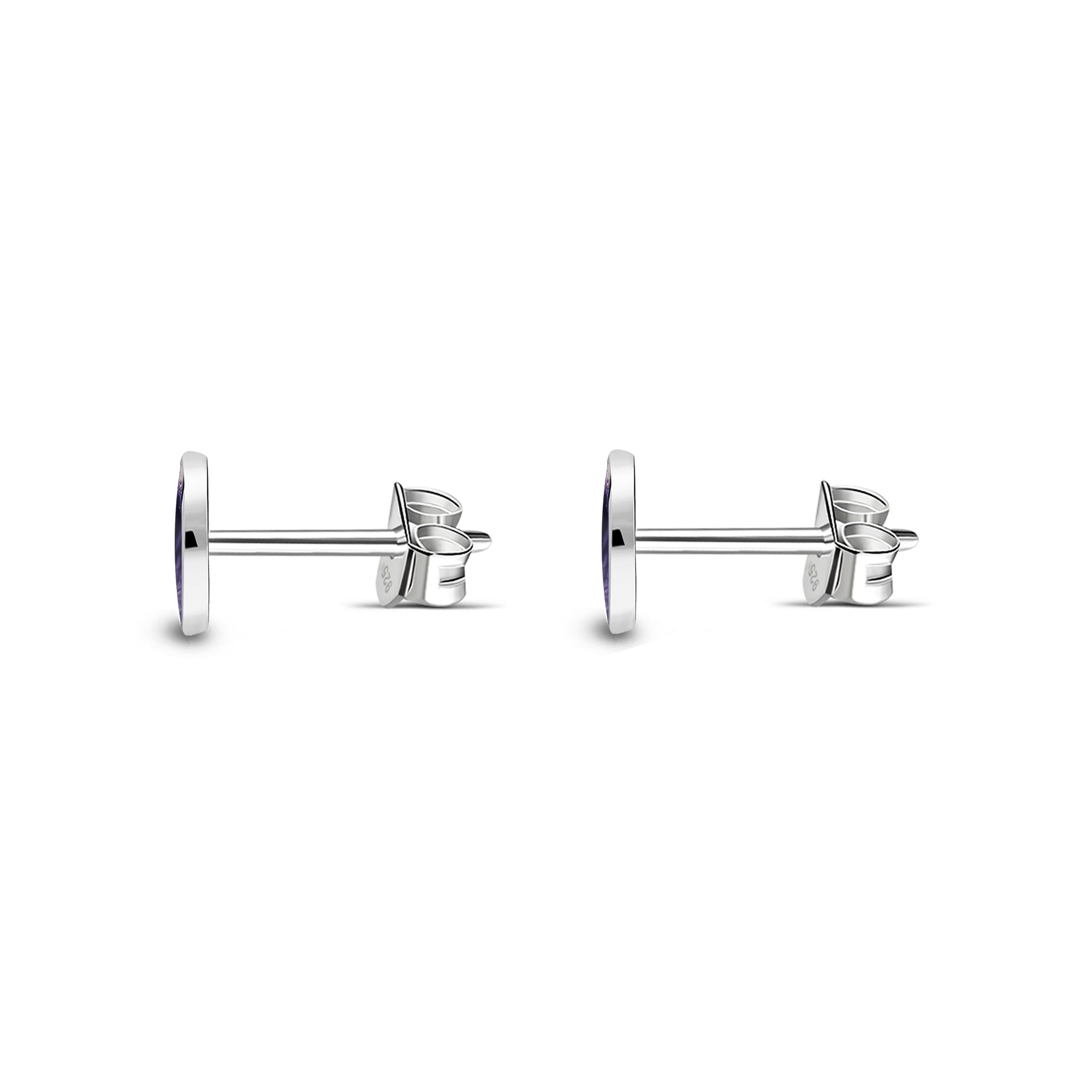 Sterling Silver Blue John 6mm Stud Earrings