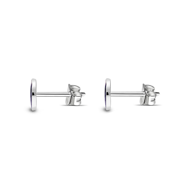 Sterling Silver Blue John 6mm Round Stud Earrings