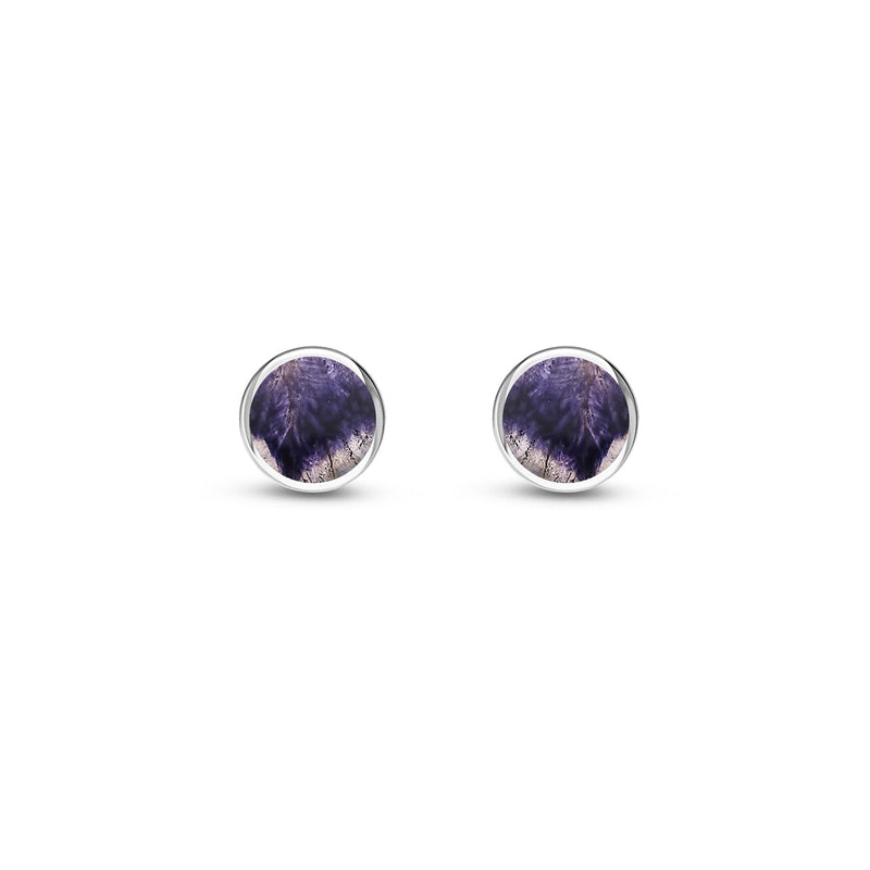 Sterling Silver Blue John 6mm Round Stud Earrings