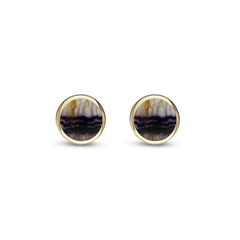 9ct Yellow Gold Blue John 8mm Stud Earrings