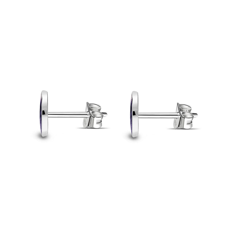 Sterling Silver Blue John 10mm Round Stud Earrings
