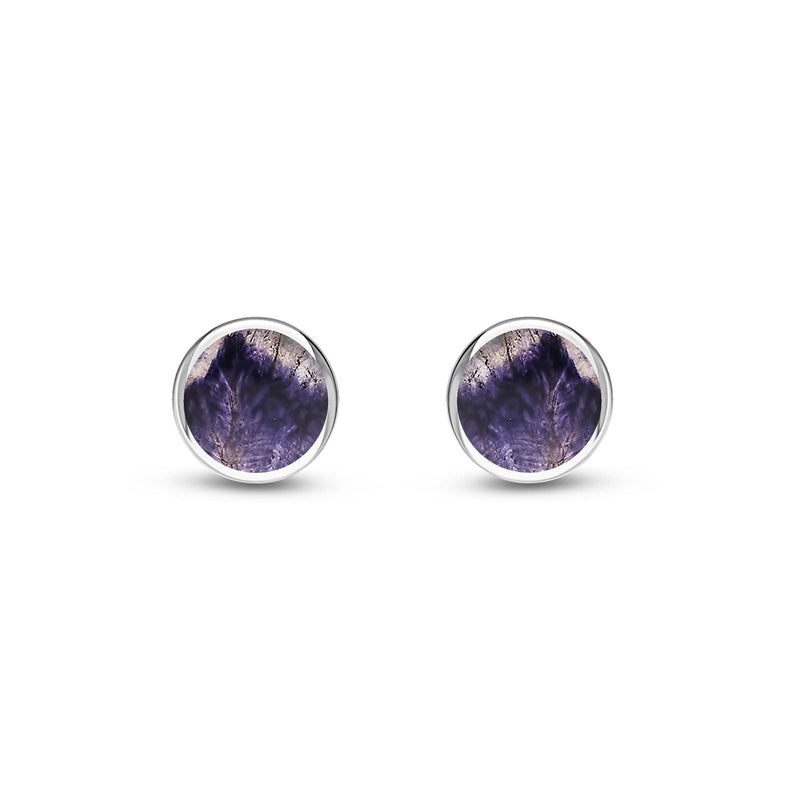 Sterling Silver Blue John 10mm Round Stud Earrings