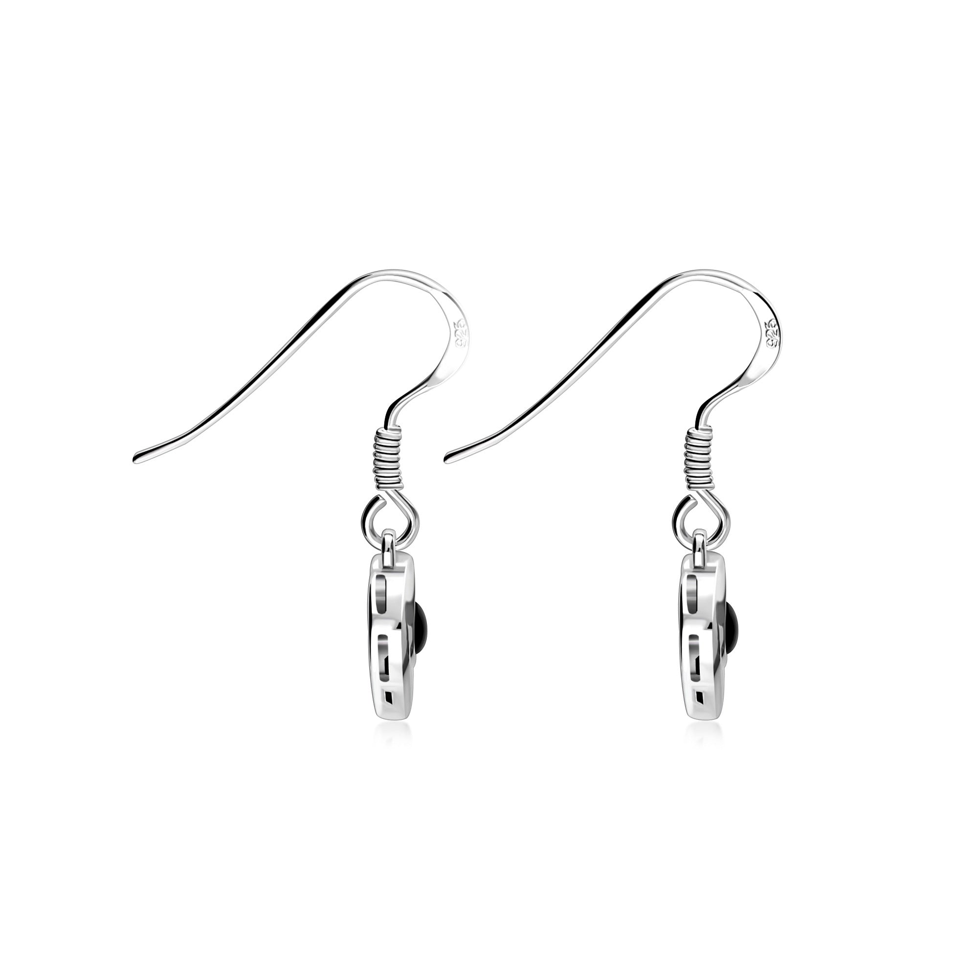 Sterling Silver Whitby Jet Elegant Heart Drop Earrings