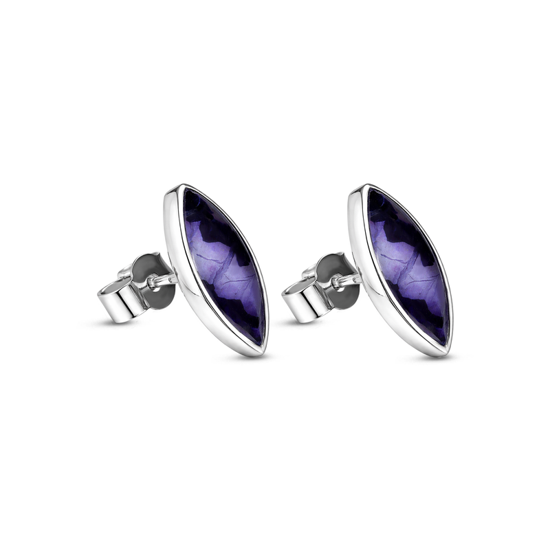 Sterling Silver Blue John Marquise Stud Earrings