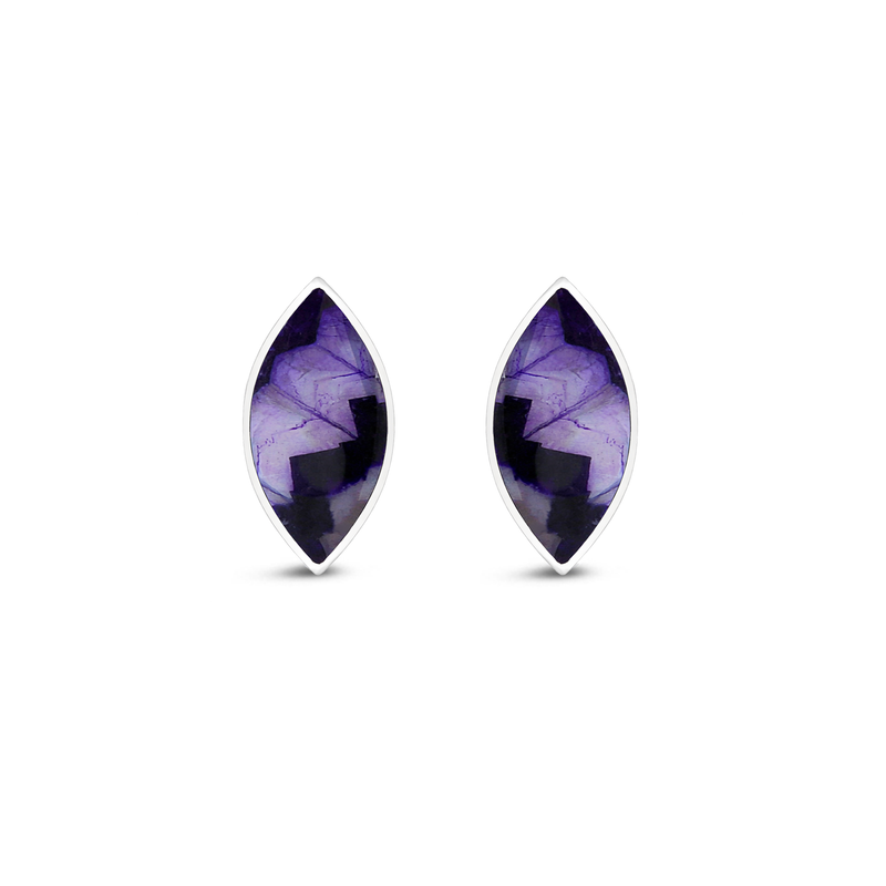 Sterling Silver Blue John Marquise Stud Earrings