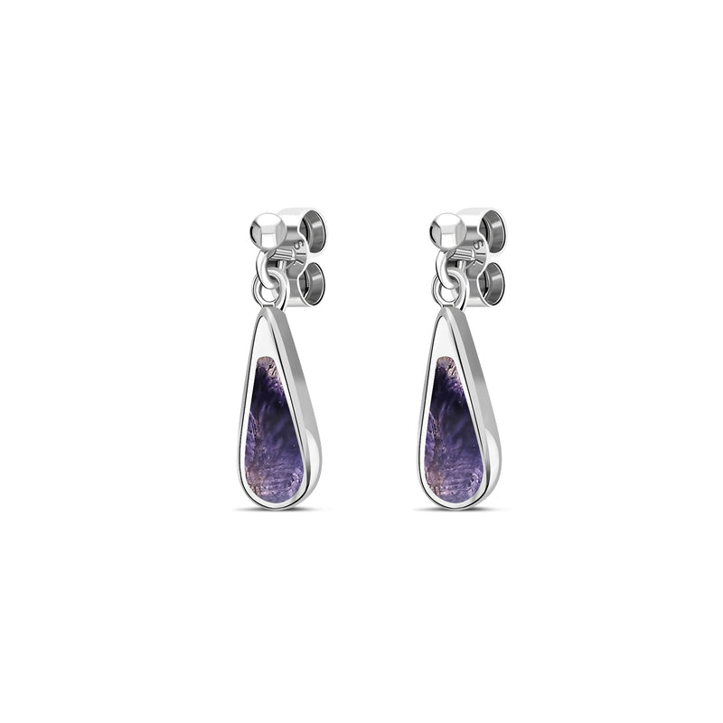 Sterling Silver Blue John Teardrop Stud Drop Earrings