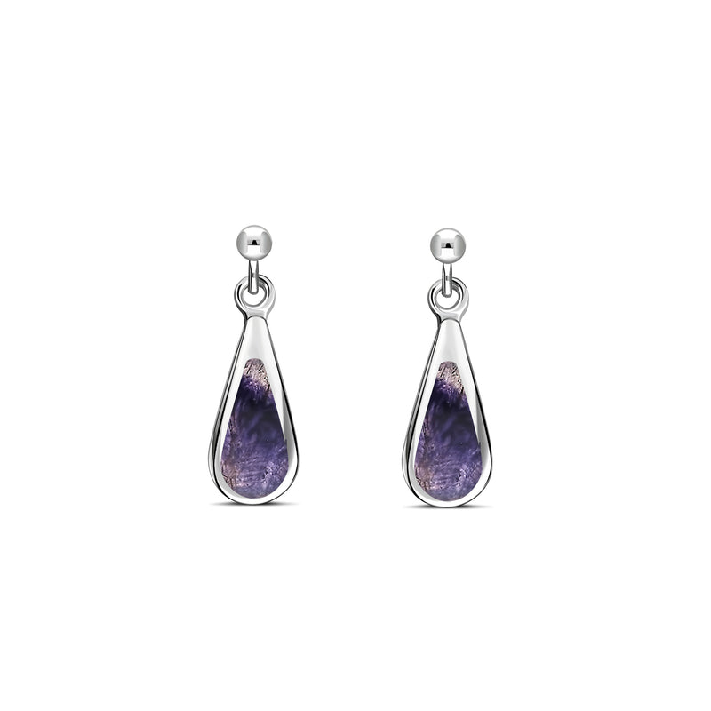 Sterling Silver Blue John Teardrop Stud Drop Earrings