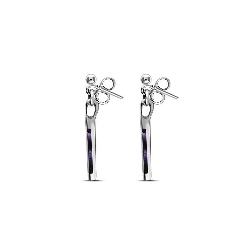 Sterling Silver Blue John Segment Stud Drop Earrings