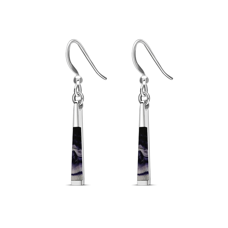 Sterling Silver Blue John Large Segment Drop Earrings