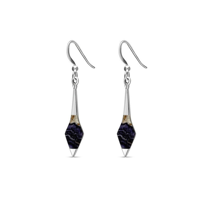 Sterling Silver Blue John Diamond Shape Drop Earrings