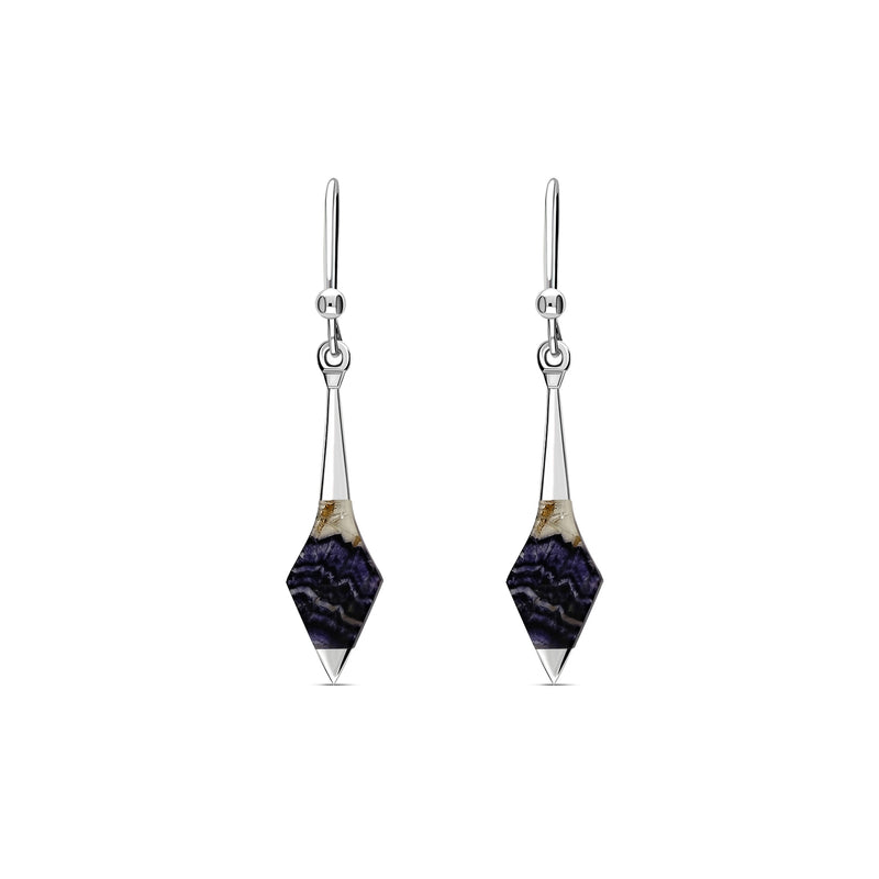 Sterling Silver Blue John Diamond Shape Drop Earrings