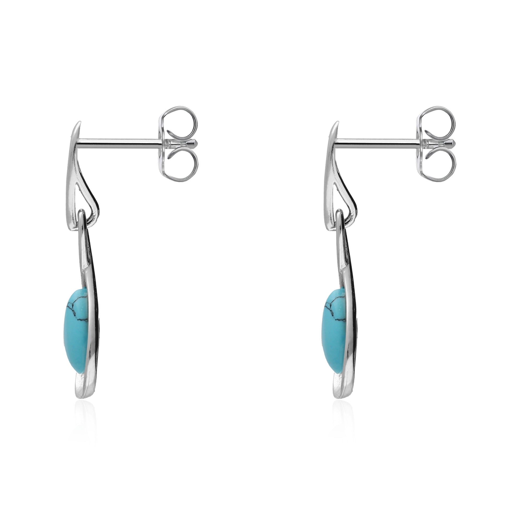 Sterling Silver Turquoise Twist Drop Earrings