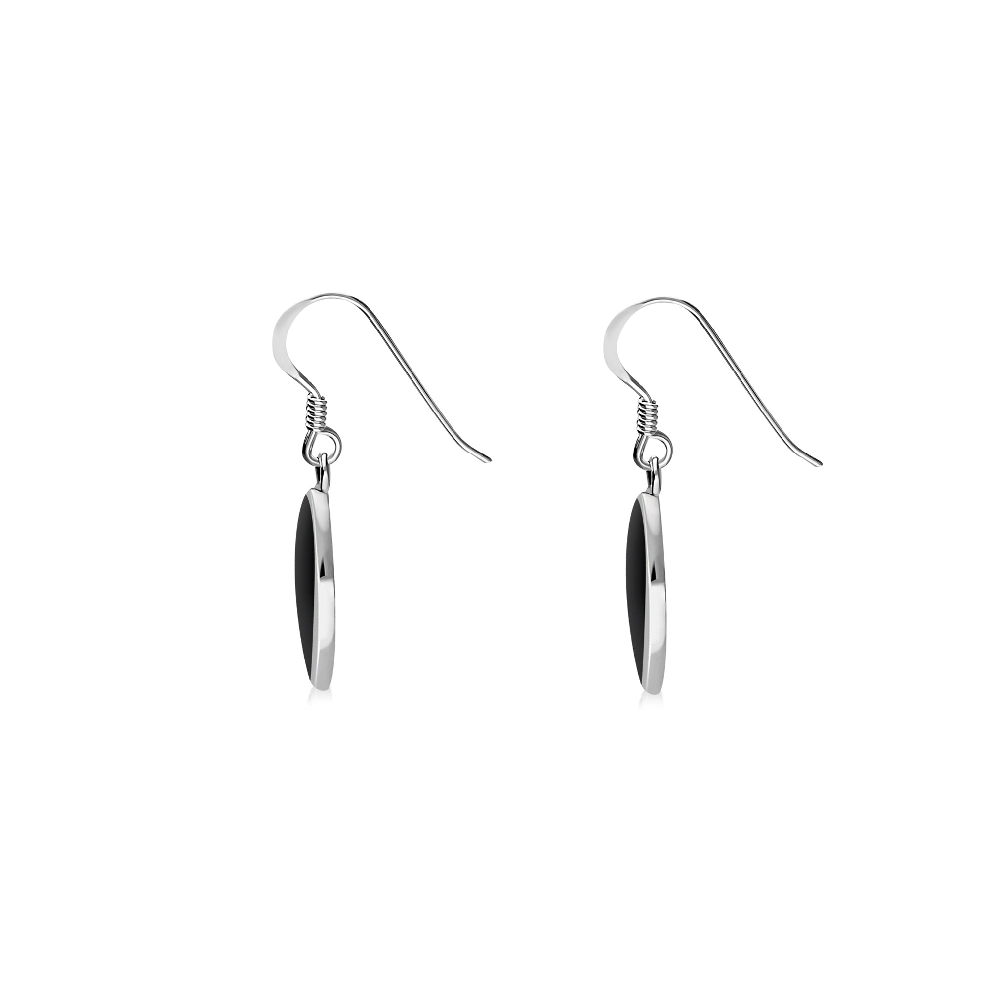 Sterling Silver Whitby Jet Inverted Pear Drop Earrings
