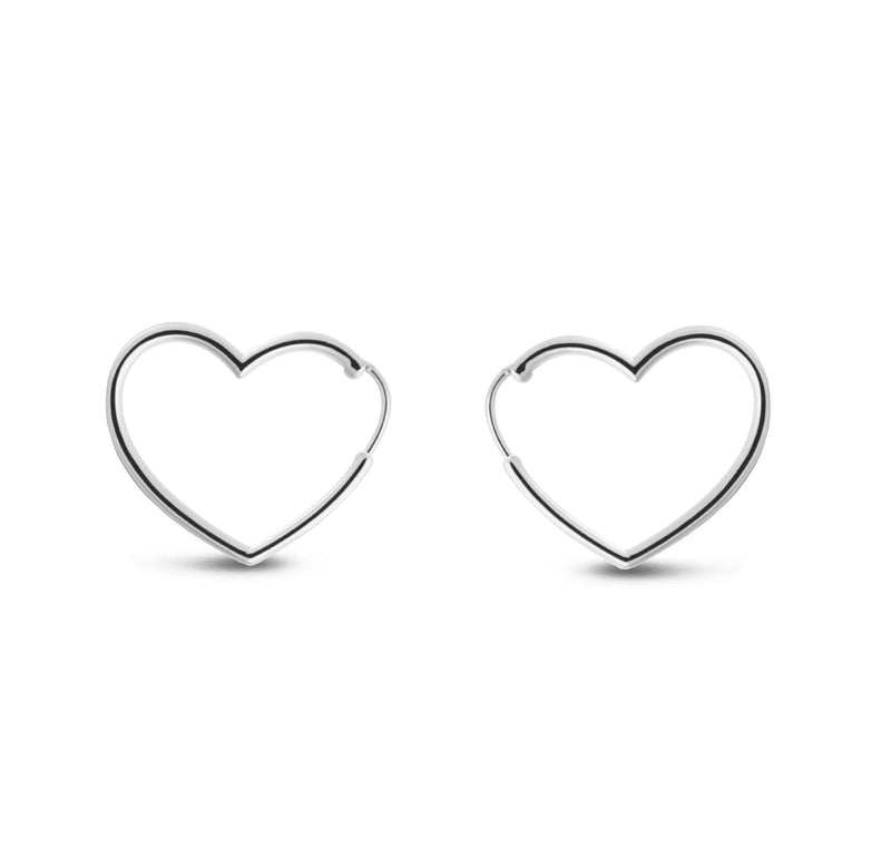 Sterling Silver Heart Shaped Hoop Earrings