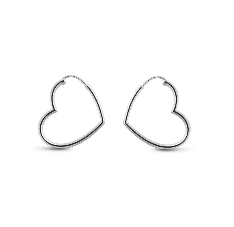 Sterling Silver Heart Shaped Hoop Earrings