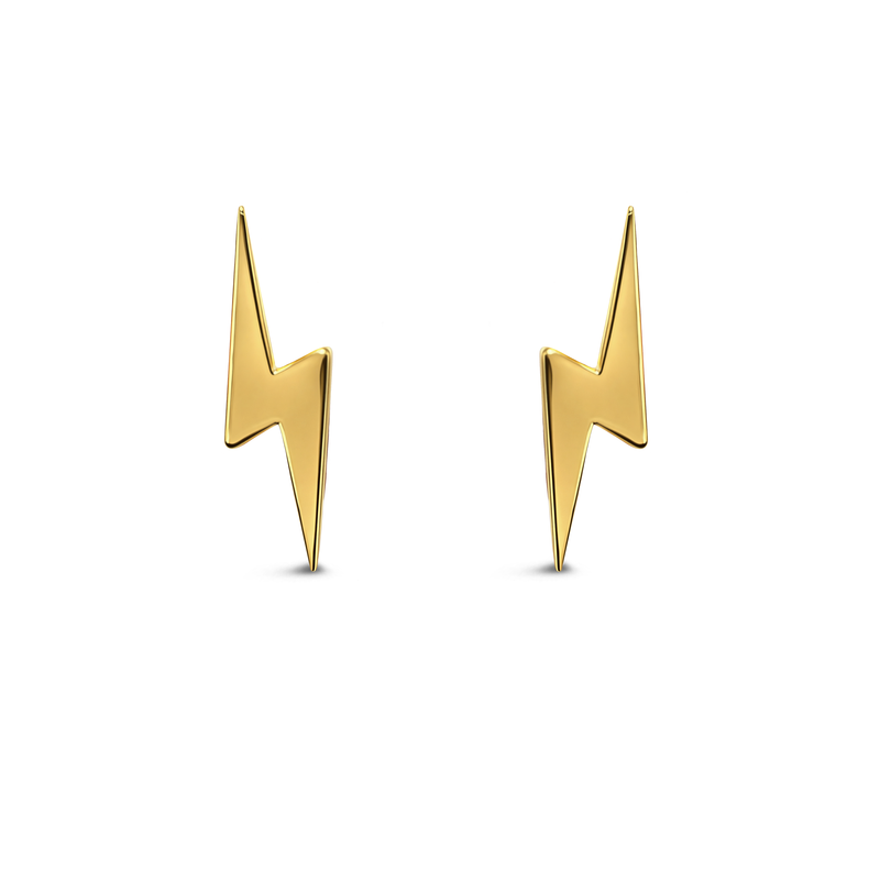 Yellow Gold Vermeil Lightning Bolt Stud Earrings