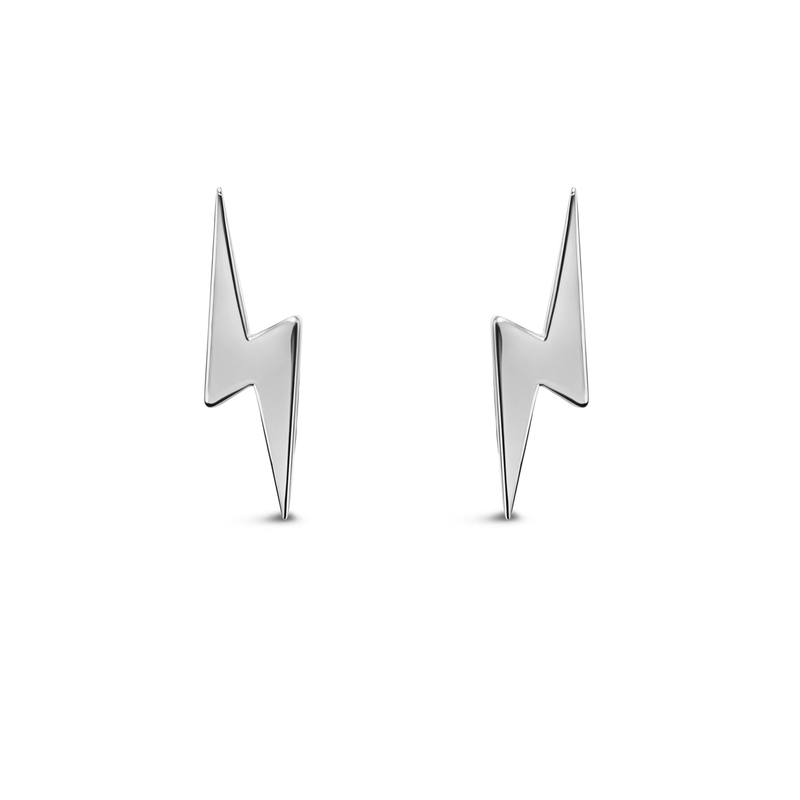 Sterling Silver Lightning Bolt Stud Earrings