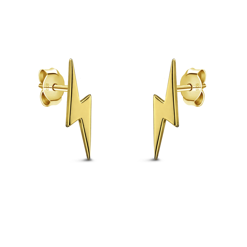 Yellow Gold Vermeil Lightning Bolt Stud Earrings