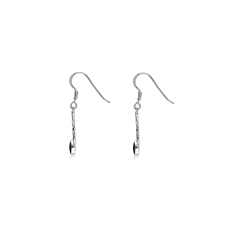Sterling Silver Whitby Jet Celtic Round Drop Earrings