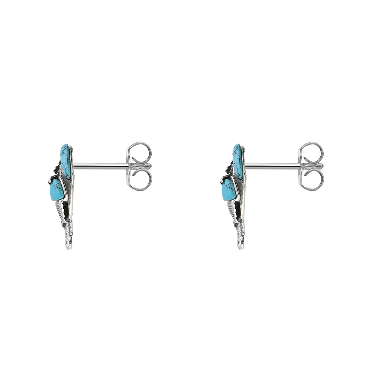 Sterling Silver Amber & Turquoise Kingfisher Stud Earrings