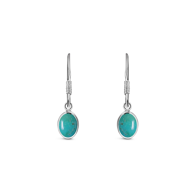 Sterling Silver Turquoise Small Oval Drop Earrings