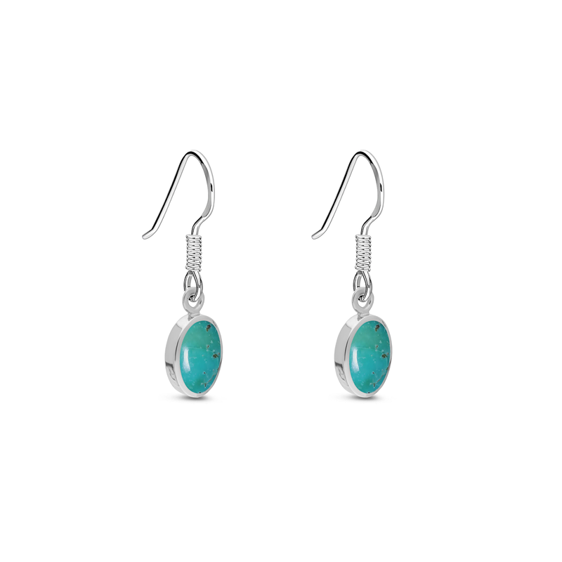Sterling Silver Turquoise Small Oval Drop Earrings