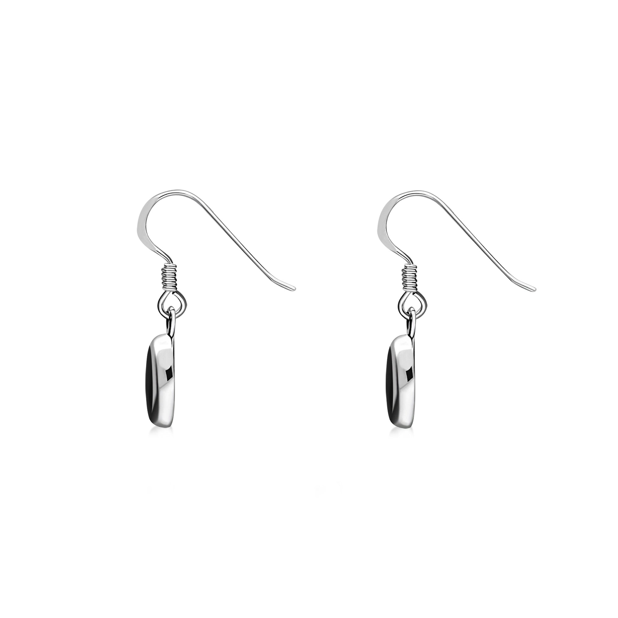 Sterling Silver Whitby Jet Oval Drop Earrings