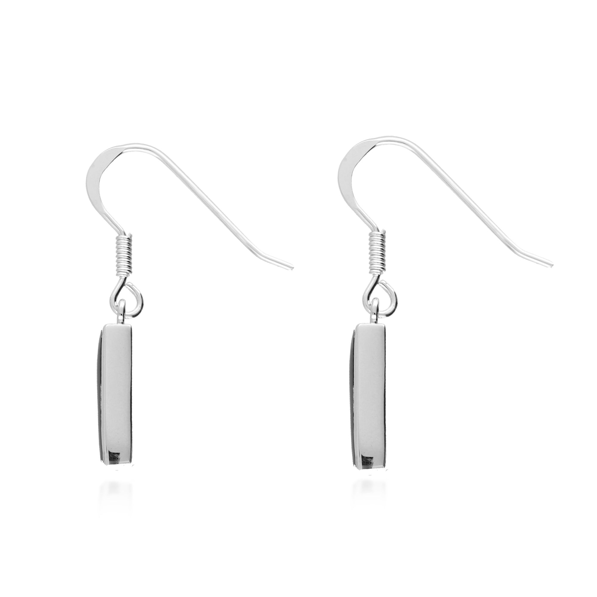 Sterling Silver Whitby Jet Rectangular Earrings