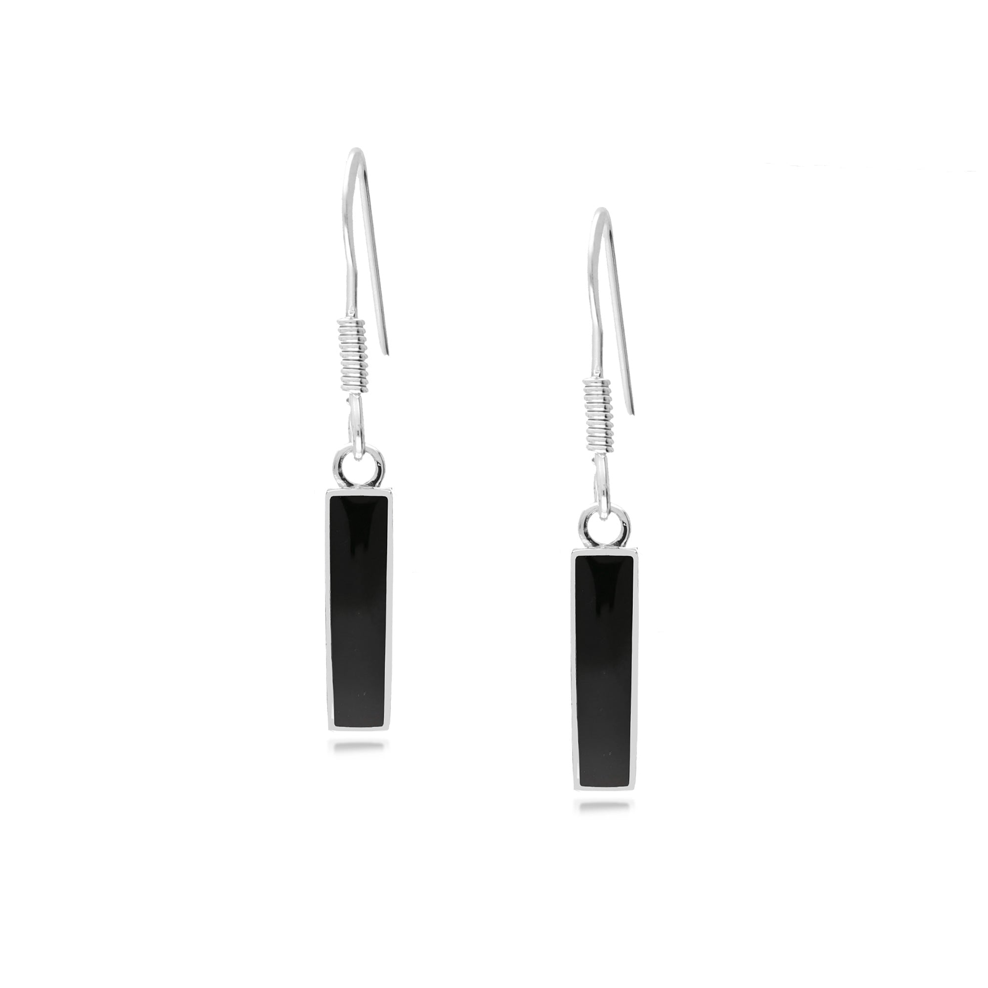 Sterling Silver Whitby Jet Rectangular Earrings