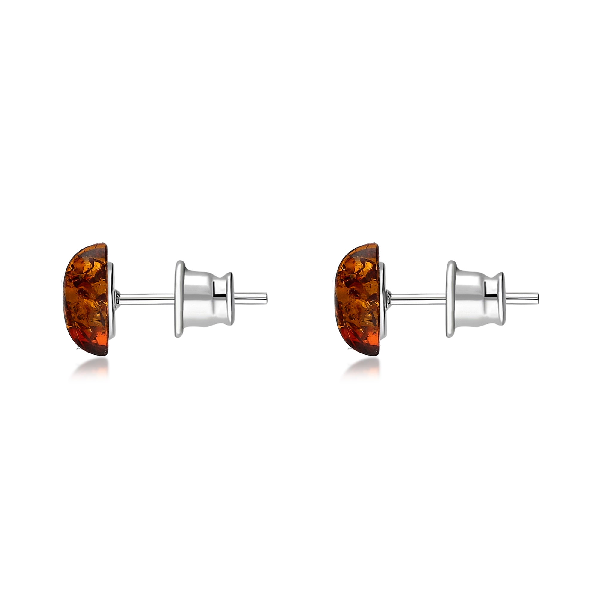 Sterling Silver Amber Free Form Heart Stud Earrings