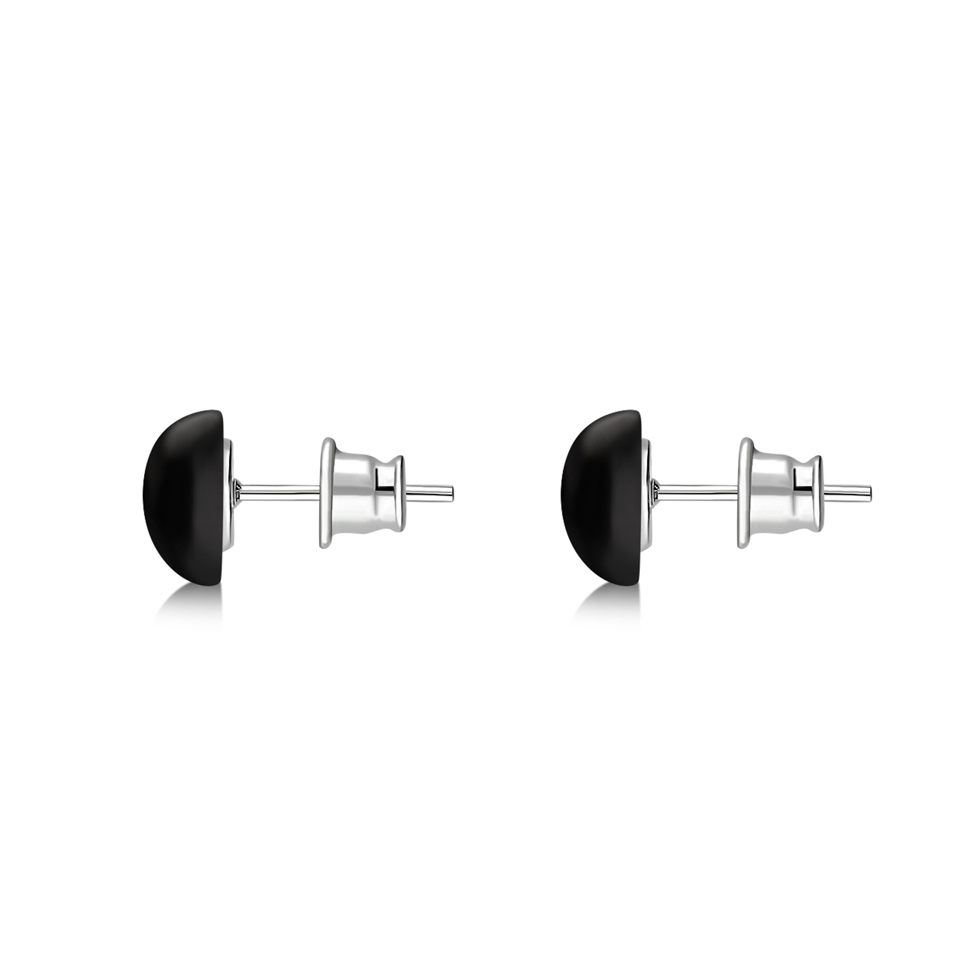 Sterling Silver Whitby Jet Free Form Heart Stud Earrings