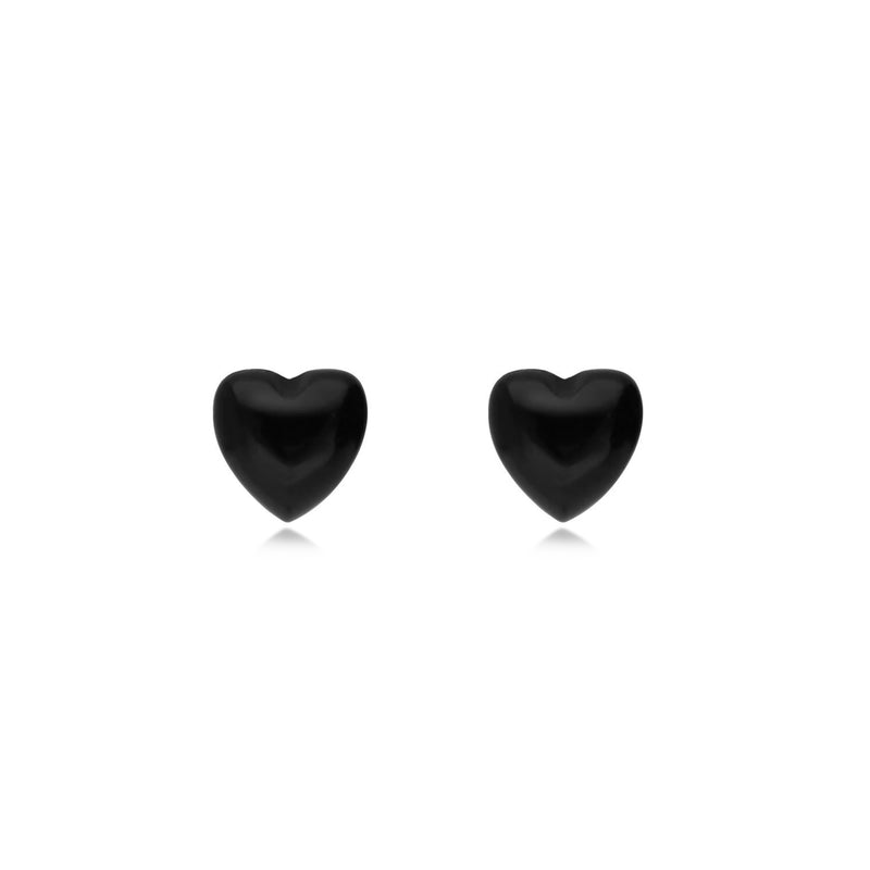 Sterling Silver Whitby Jet Free Form Heart Stud Earrings