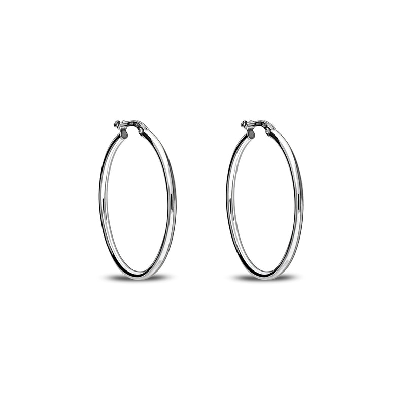 Sterling Silver 35mm Closed Round Hoop Earrings