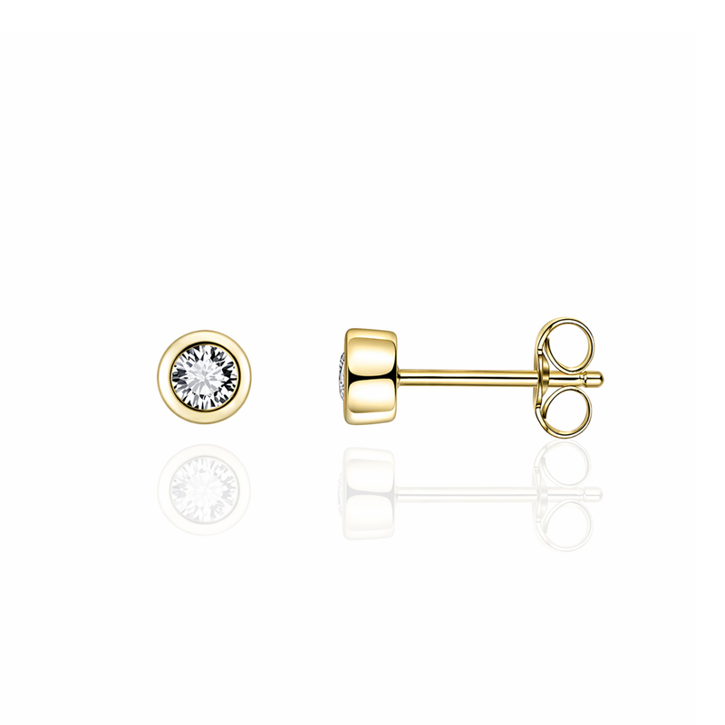 Gold Vermeil CZ Rubover Stud Earrings 5mm