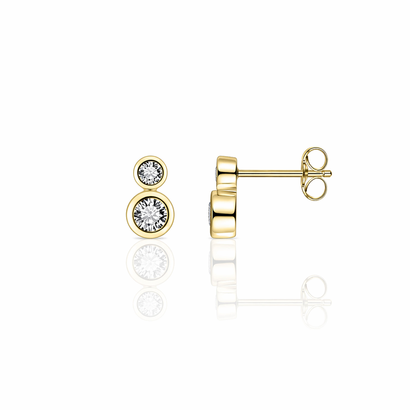 Gold Vermeil CZ Rubover Bubble Earrings