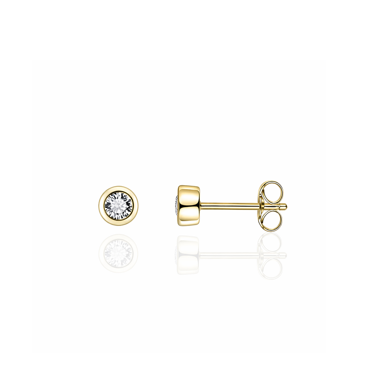 Gold Vermeil CZ Rubover Stud Earrings 4mm