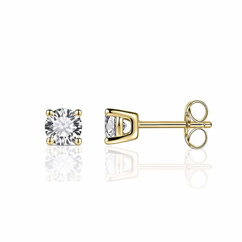 Gold Vermeil 4-Claw CZ Stud Earrings 5mm