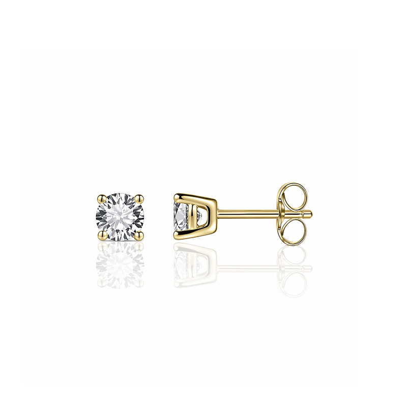 Gold Vermeil 4-Claw CZ Stud Earrings 3mm