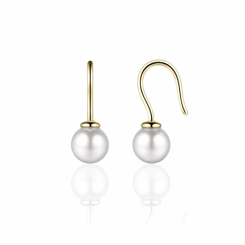 Gold Vermeil Pearl Hook Earrings 7mm