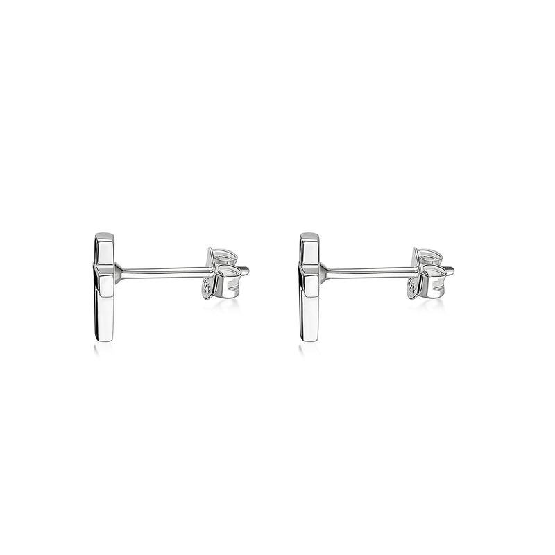 Sterling Silver Whitby Jet Cross Stud Earrings