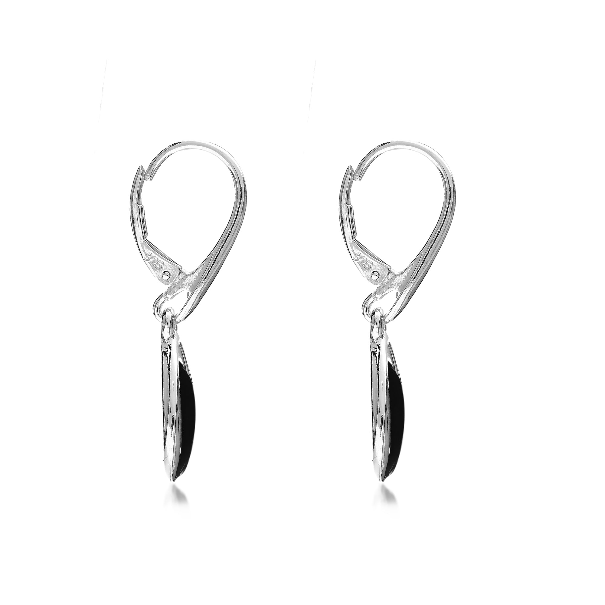 Sterling Silver Whitby Jet Designer Offset Teardrop Earrings