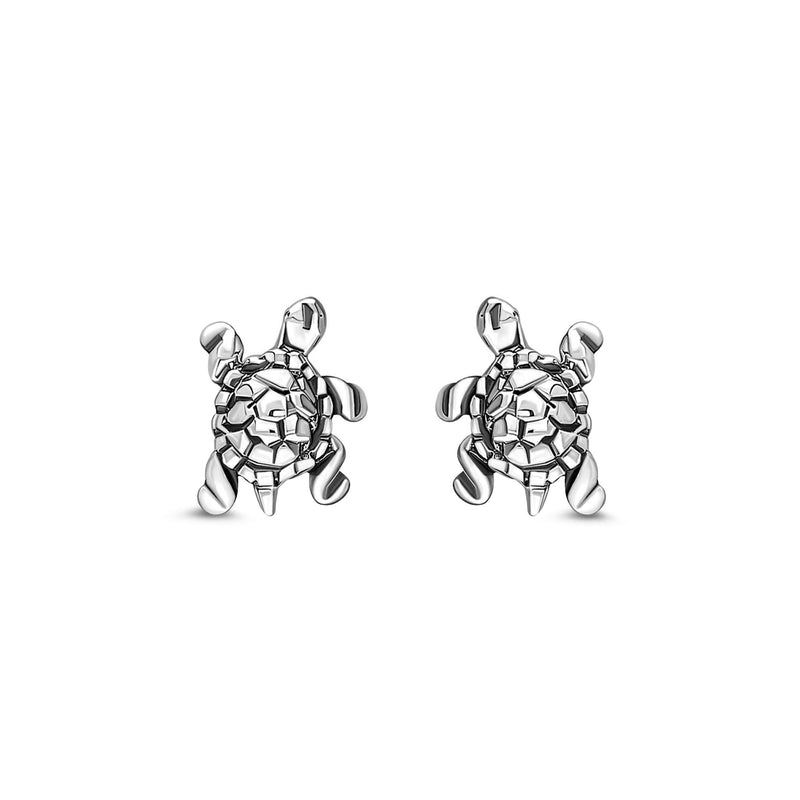 Sterling Silver Turtle Stud Earrings