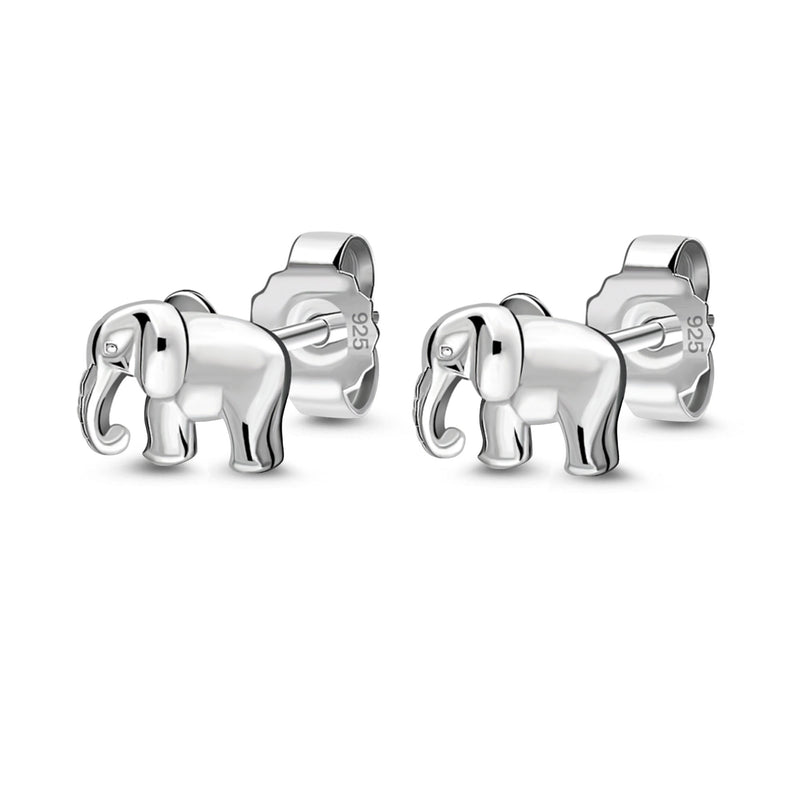 Sterling Silver Elephant Stud Earrings