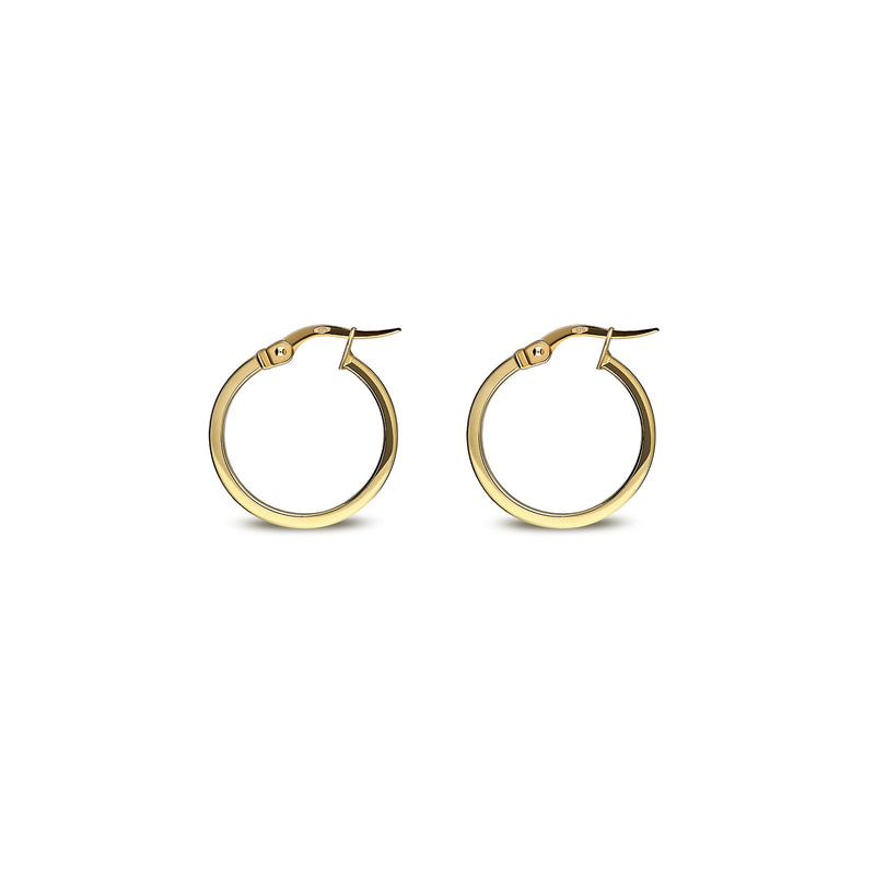 9ct Yellow Gold 20mm Classic Squared Hoop Earrings
