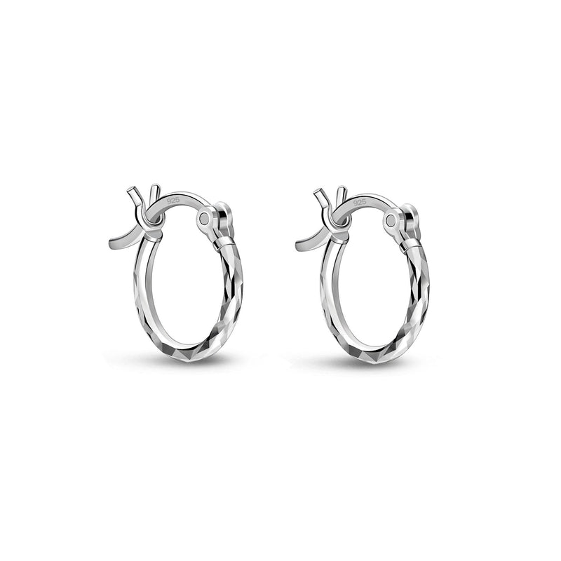 Sterling Silver Dinky Diamond Cut Hoop Earrings